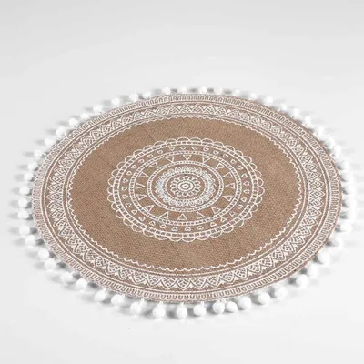 Produktbild von Rundes Tischset aus Jute mit Pompons