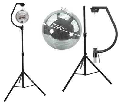 Produktbild von Spiegelkugel SET 30cm PROFI Kugel mit schwarzer Stativhalterung - inkl. Motor