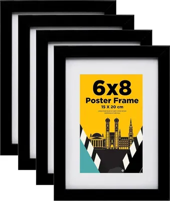 Zdjęcie produktu dla Egofine ramka na zdjęcia 15x20cm drewniana ramka szkło akrylowe czarna zestaw 4 sztuk