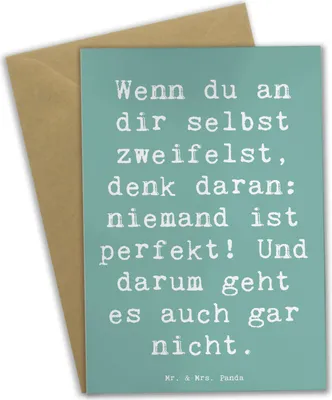 Produktbild von Mr. & Mrs. Panda Grußkarte Spruch Zweifel an sich selbst - Meeresbrise - Geschenk, Zitat, weihnachtskarten, einladungskarten, Motivation, liebevolle Erinnerung, Stimmung
