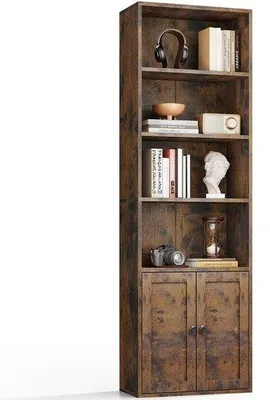 Produktbild von Azomor® Sechsfacher Bücherregal mit Türen und Schrank für vielseitige Aufbewahrung