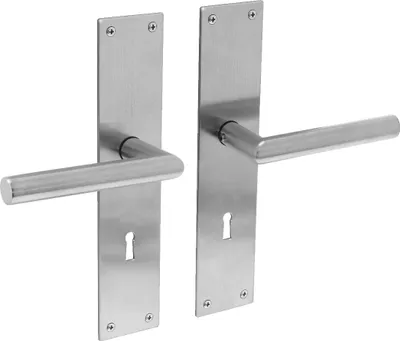 Produktbild von Intersteel Türdrücker Jura auf Schild 250x55x2 mm BB 72 mm Edelstahl gebürstet