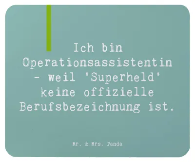 Produktbild von Mr. & Mrs. Panda Mouse Pad Spruch Operationsassistentin Heldin - Meeresbrise - Geschenk, Instrumentenpflege, Empathie, Stolz auf den Beruf, Berufsliebe, mousematte