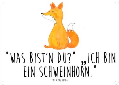 Produktbild von Mr. & Mrs. Panda tafel Einhorn Fuchs DIN A5 - Weiß - Geschenk, Füchse, Einhörner, Wandbild, Schild, Unicorn, Metallbild, Deko Blechschild, Unicorns, Türschild