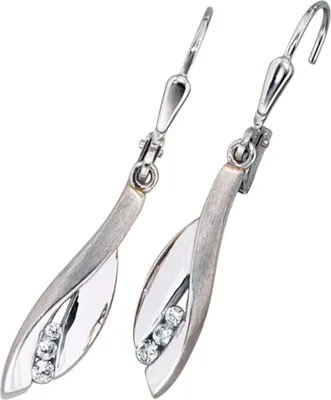 Produktbild von JOBO Boutons 375 Gold Weißgold teilmattiert 6 Zirkonia Ohrringe Ohrhänger