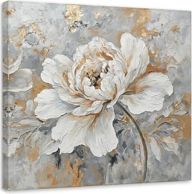 Produktbild von Leinwandbild Rosenblüte Silber Gold 60x60 Feeby Silber bild für die wand bereit zum aufhängen