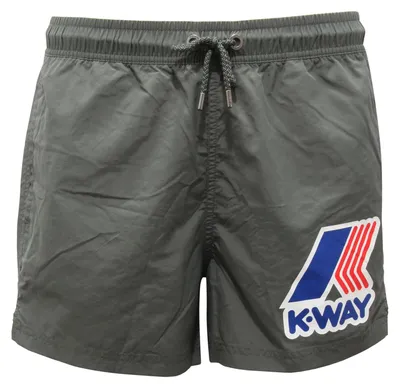 Imagen del producto de Caja de traje de baño tipo bóxer para hombre, marca K-WAY, corte ajustado, color verde