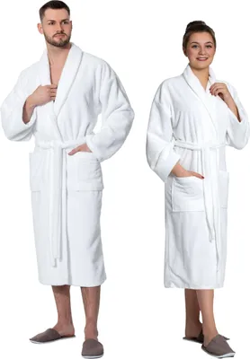 Produktbild von Velours-Bademantel, Baumwolle/Polyester, weiß, XXL