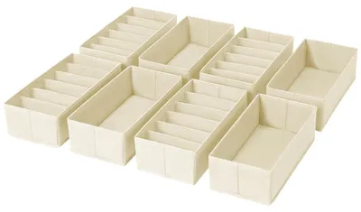 Schubladen-Organizer 8er-Set 30x15x9 cm Beige