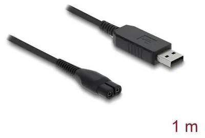 Produktbild von DeLOCK USB Ladekabel 4,3 V für Elektrorasierer kompatibel mit Philips OneBlade 360 Face + Body - Rasierer Ladegerät Ersatzkabel 1 m, 1 m, USB A, 2-polig