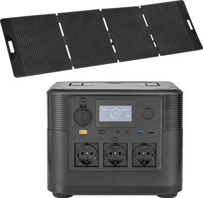 Produktbild von SucceBuy Tragbare Powerstation mit 200-W-Solarpanel, 1800-W-Solargenerator, 1008-Wh-LiFePO4-Akku und 9 Anschlüssen, perfekt für Notfälle, Camping und Wohnmobilreisen