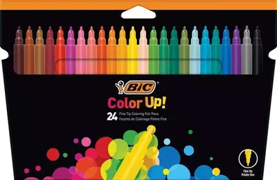 Zdjęcie produktu dla Bic Flamastry Color Up 24 Kolory - Zestaw Flamastrów Do Szkoły I Rysowania