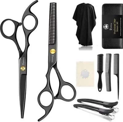 Produktbild von Famanu Haarschneider-Set 12-teilig - Professionelle Haarschneidescheren und Zubehör
