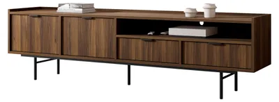 Produktbild von MIRJAN24 TV-Lowboard Edison 200, Stilvoll Wohnzimmer, Lowboard mit zwei Drehtüren und zwei Schubladen (Farbe: Nuss Warmia)