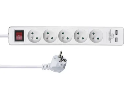 Produktbild von Emos P1513RU, 3 m, Drinnen, Typ E, Kunststoff, Weiß, 5 AC-Ausgänge
