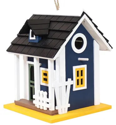 Productafbeelding van Decoratief Houten Vogelhuisje - 25 x 18,5 x 18,5 cm - Hangend - Blauw