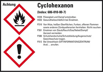 Produktbild von Dreifke® Aufkleber I GHS-Etikett Cyclohexanon, GefStoffV/GHS/CLP, Folie, 148x...