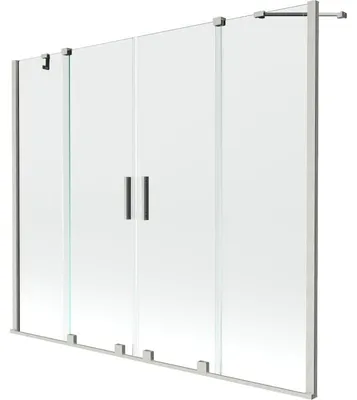 Obrázek produktu pro Mexen Velar Duo paraván na vanu, 2-křídlový, posuvný 170 x 150 cm, transparentní, kartáčovaný nikl - 896-170-000-02-97