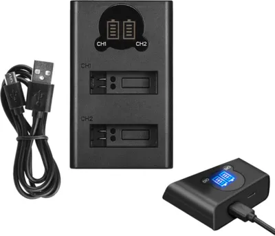 Produktbild von Dual Akku Ladegerät 2-Kanal Ladestation mit LED-Anzeige Micro-USB USB-C für Hero 9 Hero 10 Black AHDBT-901 ADBAT-001