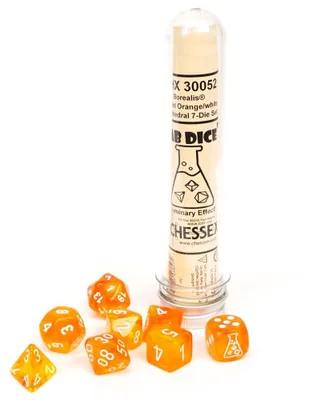 Produktbild von Chessex Würfelset Borealis Blood Orange/White Luminary 7 Stück