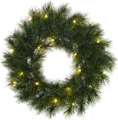 Produktbild von Black Box Trees Glendon Weihnachtskranz mit LED-Beleuchtung - Ø45 cm - Grün