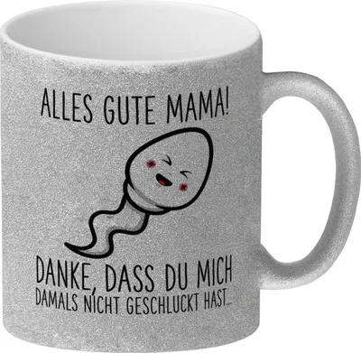 Produktbild von Spermium Muttertag Glitzer-Kaffeebecher mit Spruch Alles gute Mama