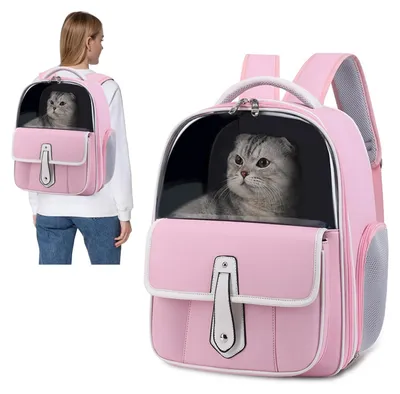 Produktbild von Tragbarer Rucksack für Hunde und Katzen mit abnehmbarem Kissen