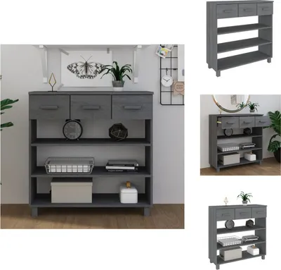 Produktbild von vidaXL Konsolentisch HAMAR Dunkelgrau 90x35x90 cm Massivholz Kiefer -  Beistelltische
