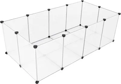 Image de Petite cage en plastique pour animaux, niche pour chiens et chats, cage d'extérieur avec fond en plastique, cage grillagée pour petits animaux