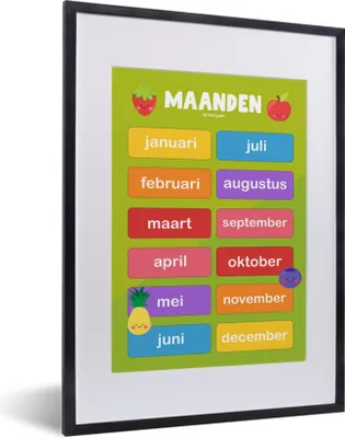 Produktbild von MuchoWow® MuchoWow® Gerahmtes Poster Kinderzimmer - Monate - Bildung - Jungen - Mädchen - Kinder - Grün - Kinder 30x40 cm - Poster mit zchwarzem Bilderrahmen - Wandposter Schlafzimmer