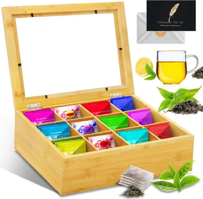 Produktbild von Bambus Teebeutelbox 12 Fächer Premium