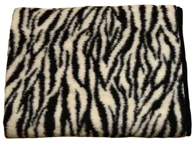 Kuscheldecke 200x140 cm, 100% Merinowolle, Zebra-Muster