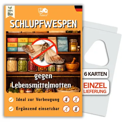 Produktbild von Schlupfwespen gegen Lebensmittelmotten - (6 Karten á 1 Lieferungen) - Effektiv gegen Motten