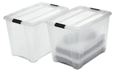 Produktbild von Iris Ohyama Aufbewahrungsboxen mit Deckel, 60L, 2er-Set, Transparent, Sicherer Verschluss, Stapelbar, Griffe, für Schlafzimmer, Schrank, Organisation, BPA-freies Plastik, Ordnungsboxen, NTB-60