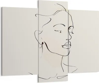 Produktbild von Bild auf Leinwand - Leinwandbild - 3 Teile - Frau Zeichnung Linie - 130x100cm - Wand Bild - Wanddeko - Wandbilder - Leinwanddruck - Bilder - Wanddekoration - Leinwand bilder - CB130x100-5046