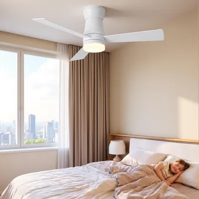 Produktbild von INONEFT 132 cm Deckenventilator mit Beleuchtung und Fernbedienung, 3 Blätter, Ultraleiser DC-Motor, 6 Geschwindigkeiten, dimmbare LED, Weiß