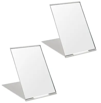 Imagen del producto de TRANKIELO® - 2 Espejos de maquillaje plegables - Aluminio ultradelgado - Compactos para viajes y uso doméstico