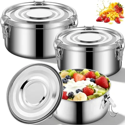 Immagine prodotto di Set di 3 contenitori ermetici in acciaio inossidabile per alimenti