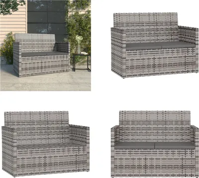 Zdjęcie produktu dla vidaXL Ławka ogrodowa z poduszkami z szarego polirattanu 105 cm - Ławka ogrodowa - Ławki ogrodowe - Meble ogrodowe - Meble tarasowe
