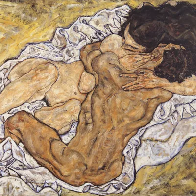 Obrázok produktu pre Egon Schiele umelecký tlač obrazu - Objatie, Milenci II, 1917 (70 x 70 cm)