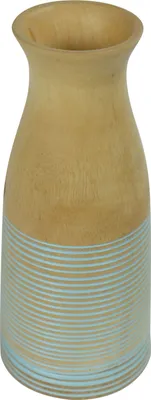 Image de Fine Asianliving Japandi Vase Bois de manguier sculpté à la main Bleu D7xH23cm Vase décoratif Vase de fleurs Vase oriental en céramique Décoration Vase moderne Décoration de table Vase