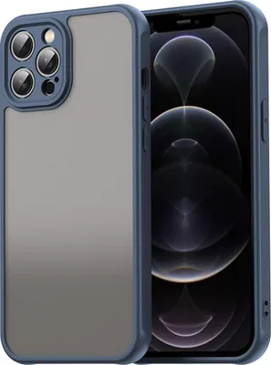 Produktbild von Matt Hülle für iPhone 12 Pro Max mit Kameraschutz, Transluzente Matt Rückseite Stoßfeste Handyhülle Blau