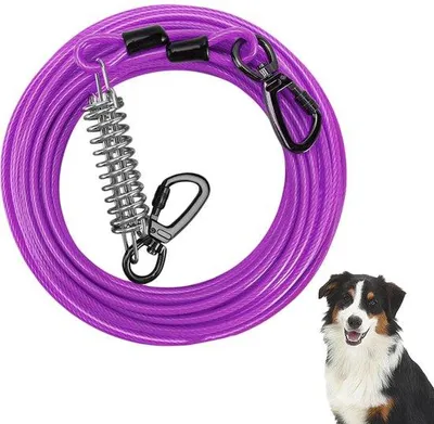 Image de Laisse de sécurité Benzoa® pour chiens – Laisse de 9 mètres avec amortisseur de chocs, de 5 mm, résistante aux intempéries, avec des clips métalliques robustes, un système de rotation anti-enchevêtrement, une couleur vive, idéale pour les petits et moyens chiens