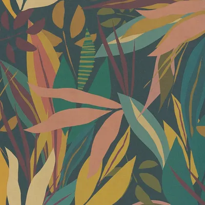 Produktbild von Profhome 782091-GU Grafik Tapete Floral matt anthrazit grün gelb rot 5,33 m2