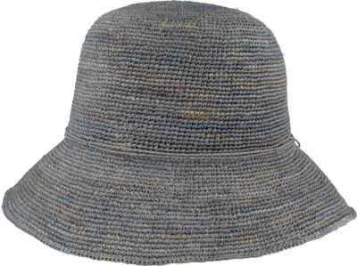 Fiebig Damen Strand-Glocke aus Raffia Stroh in blau
