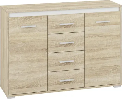 Image de Commode avec portes et tiroirs GVENDA – sonoma clair