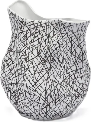 Produktbild von EGD Blumenvase Porzellan Weiß-Schwarz D 25 cm L 29 cm H 36 cm