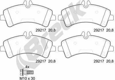 Produktbild von BRECK Bremsbeläge Satz Hinten Bremsklötze passend für MERCEDES-BENZ SPRINTER 3,5-t Kasten (906) 29217 00 703 00