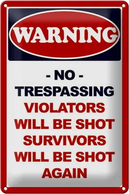 Produktbild von Blechschild Hinweis 20x30cm Warning no trespassing
