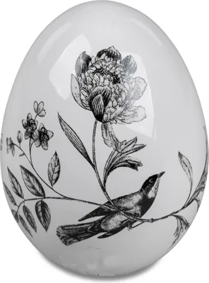 Produktbild von Deko Ei mit Vogel Blumen Design Keramik Osterei Dekoei Oster Deko Eier Figur